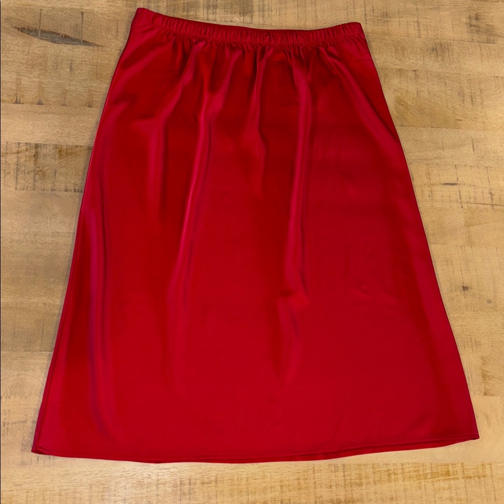 J Crew Factory Red Bias Slip Skirt Size Large - Picture 5 of 5